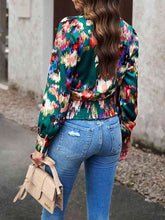 Load image into Gallery viewer, Printed Surplice Neck Long Sleeve Blouse