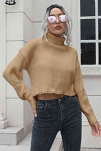 Load image into Gallery viewer, Turtleneck Dropped Shoulder Sweater