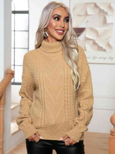 Load image into Gallery viewer, Turtleneck Cable-Knit Long Sleeve Sweater