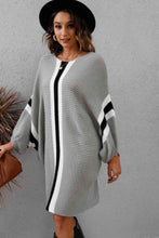 Load image into Gallery viewer, Ribbed Round Neck Long Sleeve Sweater Dress