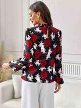 Load image into Gallery viewer, Floral Mock Neck Long Sleeve Blouse