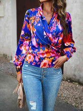 Load image into Gallery viewer, Printed Surplice Neck Long Sleeve Blouse