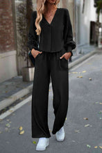 Load image into Gallery viewer, V-Neck Straight Leg Pants Set