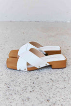 Load image into Gallery viewer, Weeboo Step Into Summer Criss Cross Wooden Clog Mule in White Sandals
