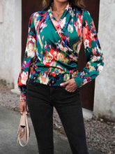 Load image into Gallery viewer, Printed Surplice Neck Long Sleeve Blouse