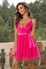 Load image into Gallery viewer, Spaghetti Strap Tied Mesh Dress