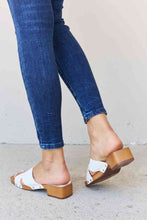 Load image into Gallery viewer, Weeboo Step Into Summer Criss Cross Wooden Clog Mule in White Sandals