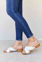 Load image into Gallery viewer, Weeboo Step Into Summer Criss Cross Wooden Clog Mule in White Sandals