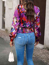 Load image into Gallery viewer, Printed Surplice Neck Long Sleeve Blouse