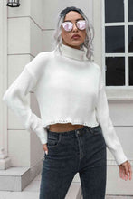 Load image into Gallery viewer, Turtleneck Dropped Shoulder Sweater