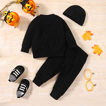 Load image into Gallery viewer, Glow in the Dark Skeleton Pattern Round Neck Sweatshirt and Bone Pattern Pants Set