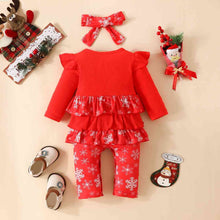 Load image into Gallery viewer, Christmas Snowflake Bow Detail Jumpsuit