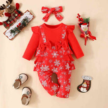 Load image into Gallery viewer, Christmas Snowflake Bow Detail Jumpsuit
