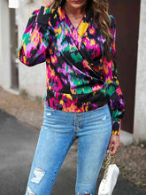 Load image into Gallery viewer, Printed Surplice Neck Long Sleeve Blouse