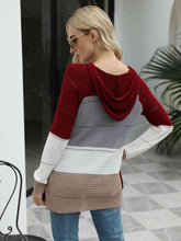 Load image into Gallery viewer, Color Block Hooded Sweater