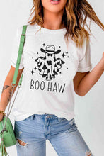 Load image into Gallery viewer, V-Neck Short Sleeve BOO HAW Ghost Graphic T-Shirt