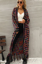 Load image into Gallery viewer, Multicolored Open Front Fringe Hem Cardigan