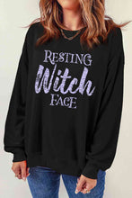 Load image into Gallery viewer, Round Neck Long Sleeve RESTING WITCH FACE Graphic Sweatshirt