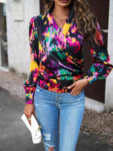 Load image into Gallery viewer, Printed Surplice Neck Long Sleeve Blouse