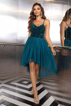 Load image into Gallery viewer, Sequin Spaghetti Strap High-Low Dress