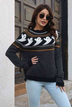 Load image into Gallery viewer, Spooky Ribbed Round Neck Long Sleeve Pullover Sweater