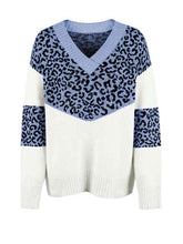 Load image into Gallery viewer, Leopard V-Neck Dropped Shoulder Sweater