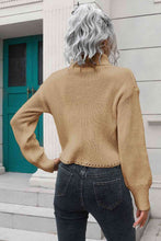 Load image into Gallery viewer, Turtleneck Dropped Shoulder Sweater