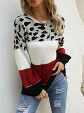 Load image into Gallery viewer, Color Block Round Neck Sweater