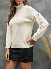 Load image into Gallery viewer, Button Detail Mock Neck Sweater