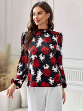 Load image into Gallery viewer, Floral Mock Neck Long Sleeve Blouse