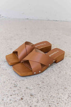 Load image into Gallery viewer, Weeboo Step Into Summer Criss Cross Wooden Clog Mule in Brown Sandals