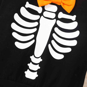 Glow in the Dark Skeleton Pattern Round Neck Sweatshirt and Bone Pattern Pants Set