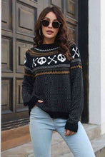 Load image into Gallery viewer, Spooky Ribbed Round Neck Long Sleeve Pullover Sweater