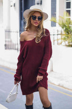 Load image into Gallery viewer, V-Neck Rib-Knit Sweater Dress