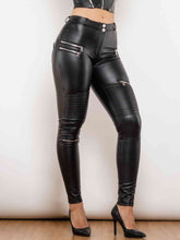 Load image into Gallery viewer, PU Zip Detail Skinny Pants