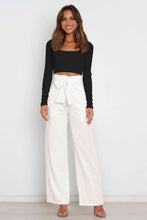 Load image into Gallery viewer, Tie Front Paperbag Wide Leg Pants