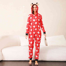 Load image into Gallery viewer, Santa Print Hooded Christmas Jumpsuit