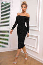 Load image into Gallery viewer, Long Sleeve Off-Shoulder Ruched Dress