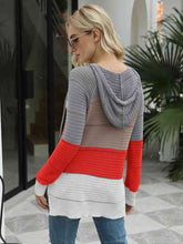 Load image into Gallery viewer, Color Block Hooded Sweater