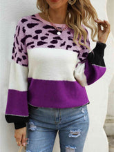 Load image into Gallery viewer, Color Block Round Neck Sweater