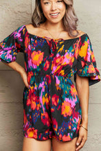 Load image into Gallery viewer, Printed Tied Flounce Sleeve Romper