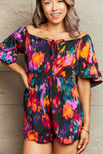 Load image into Gallery viewer, Printed Tied Flounce Sleeve Romper