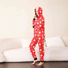 Load image into Gallery viewer, Santa Print Hooded Christmas Jumpsuit