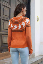 Load image into Gallery viewer, Spooky Ribbed Round Neck Long Sleeve Pullover Sweater