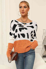 Load image into Gallery viewer, Full Size Two-Tone Boat Neck Sweater