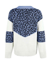Load image into Gallery viewer, Leopard V-Neck Dropped Shoulder Sweater