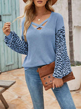 Load image into Gallery viewer, Leopard Crisscross V-Neck Sweater