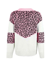 Load image into Gallery viewer, Leopard V-Neck Dropped Shoulder Sweater