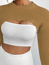 Load image into Gallery viewer, Distressed Long Sleeve Cropped Sweater