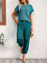 Load image into Gallery viewer, Round Neck Raglan Sleeve Tee and Long Pants Set